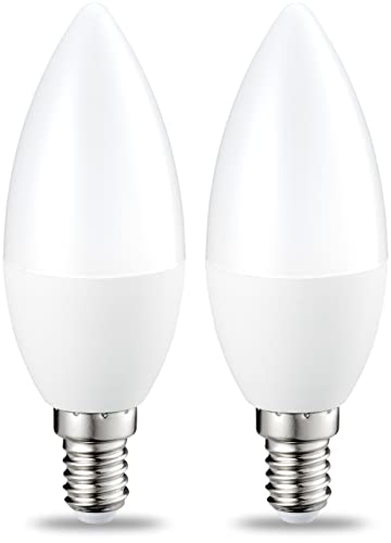 Amazon Basics Bombilla de vela pequeña LED E14, Edison, 5.5 W (equivalente a 40 W), blanco cálido, no regulable,...