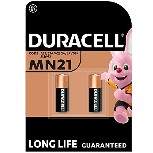 Duracell - Pilas especiales alcalinas MN21 de 12 V, paquete de 2 unidades (A23 / 23A / V23GA / LRV08 / 8LR932)...