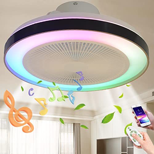 TRUYOK Bluetooth Lámpara de Techo Dormitorio con Ventilador y Mando a Distancia LED Ventilador De Techo con...