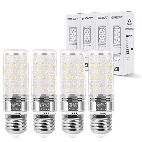 SanGlory Bombillas LED E27 12W, Blanco Frío 6000K, 1350lm LED Luz de Maiz Lampara Equivalentes a 100W Incandescente,...