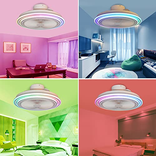 Ventilador de techo con luces LED RGB para sala de estar, luz regulable de 60W y 49CM con Control remoto por...