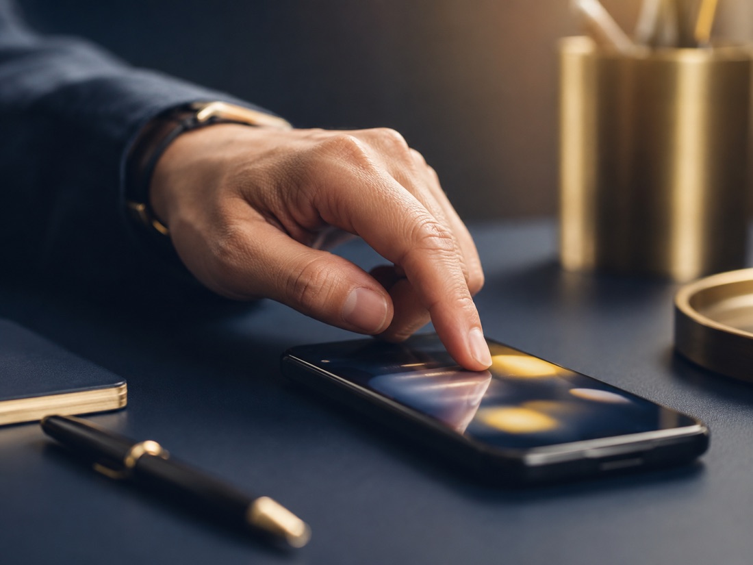 Persona usando el móvil para consultar los datos digitalizados de una pyme